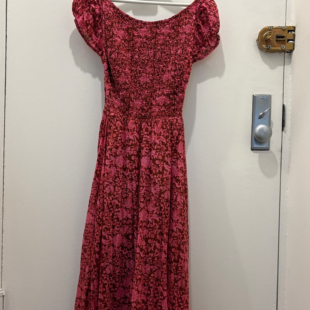 Elegant Pink Floral Women's Dress free people